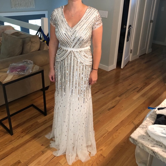 Adrianna Papell Cap-Sleeve Beaded Sequin Gown - Picture 3 of 6